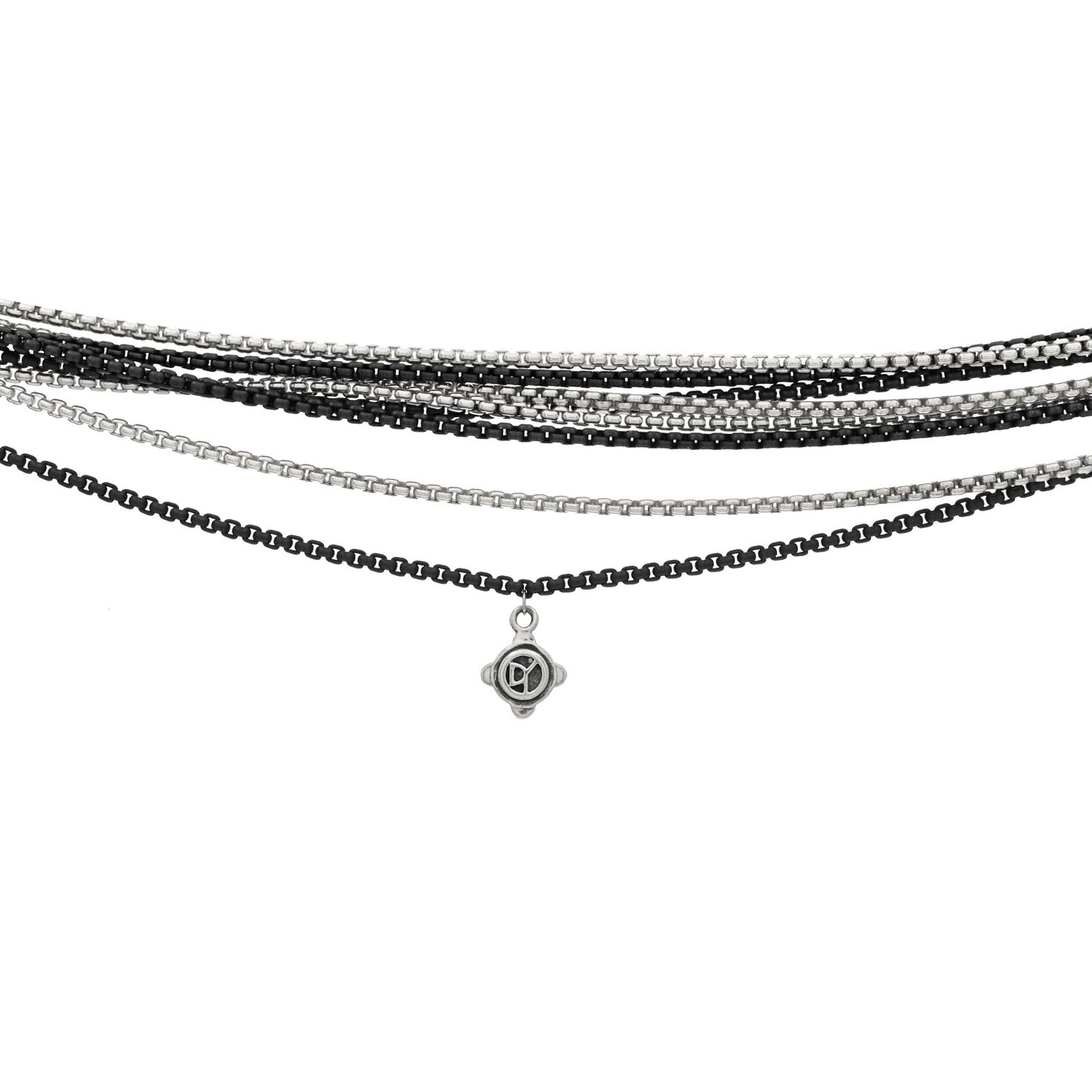 Sterling Silver Diamond Rock Crystal Quatrefoil Ball Multi Strand Necklace