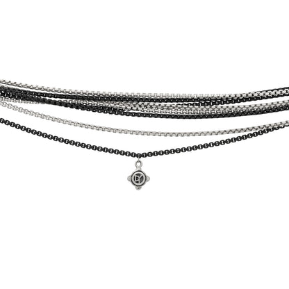 David Yurman Sterling Silver Diamond Rock Crystal Quatrefoil Ball Multi Strand Necklace 3 of 3