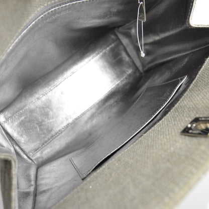 Chanel Metallic Linen Shoulder Bag Silver 6 of 11