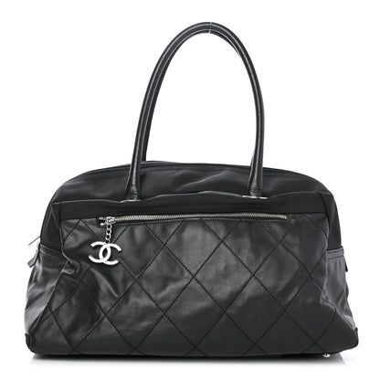 Chanel Coated Canvas Quilted Paris Biarritz Bowler Black 1 of 4