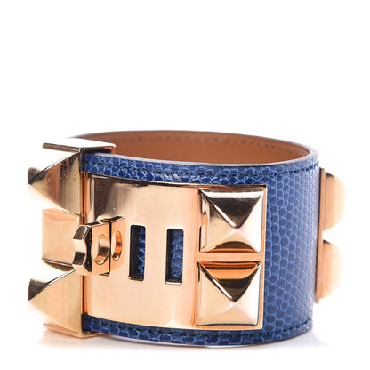 Hermes Lizard Collier De Chien CDC Bracelet T2 Bleu Saphir 1 of 5