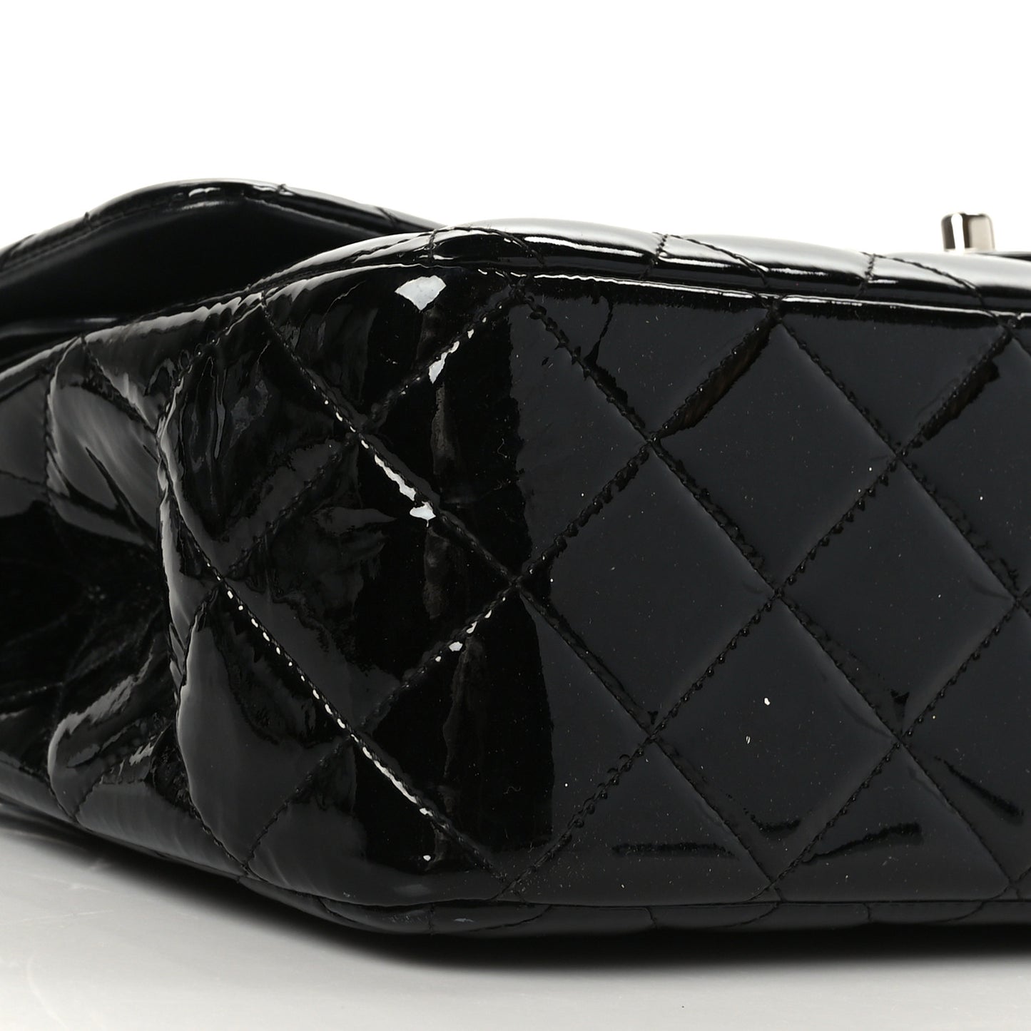 Patent Quilted Jumbo Double Flap Black