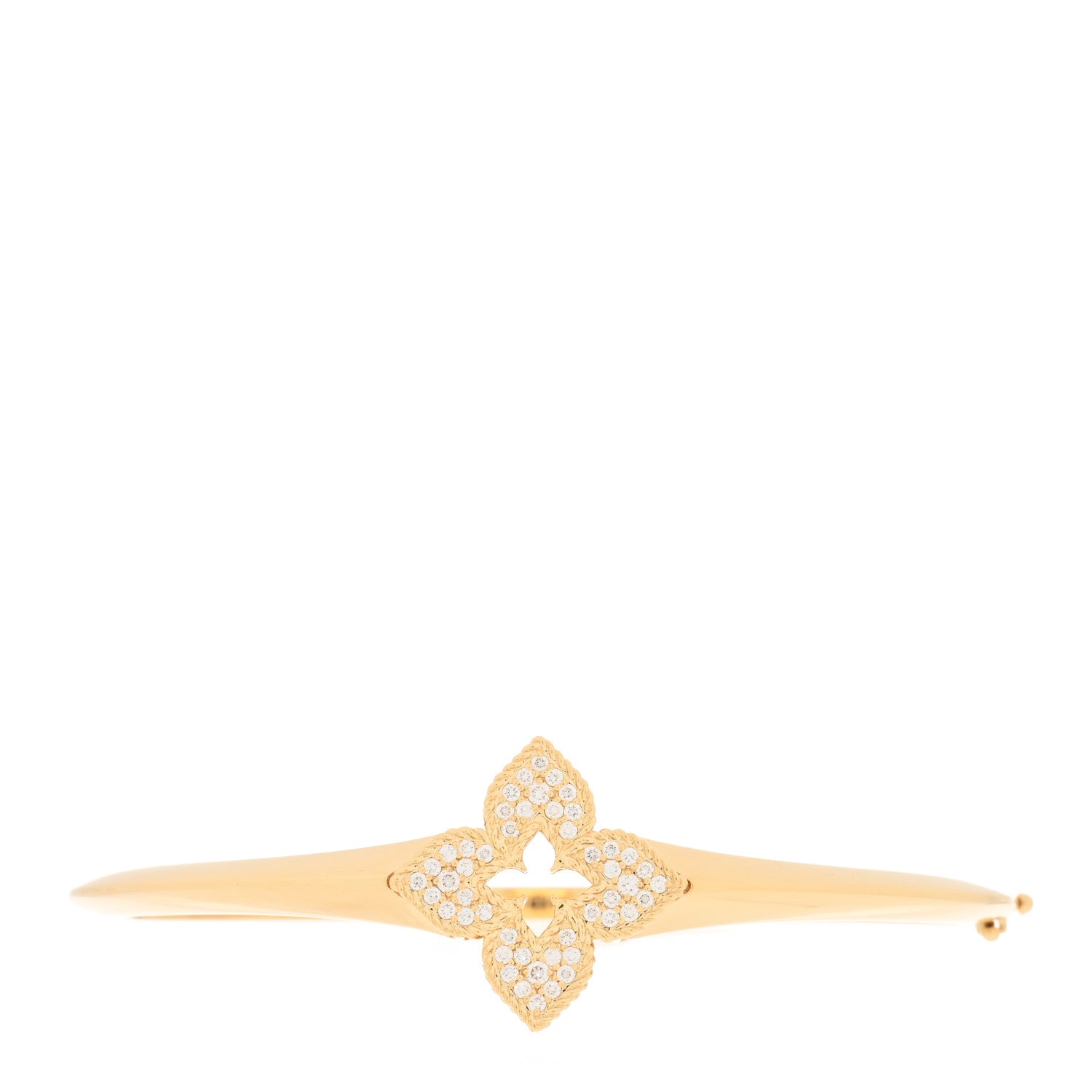 Roberto Coin 18K Yellow Gold Diamond Venetian Princess Flower Pave Bangle Bracelet 1 of 4