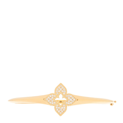 Roberto Coin 18K Yellow Gold Diamond Venetian Princess Flower Pave Bangle Bracelet 1 of 4