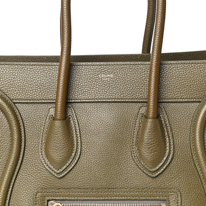 Celine Drummed Calfskin Micro Luggage Dark Olive 10 of 14