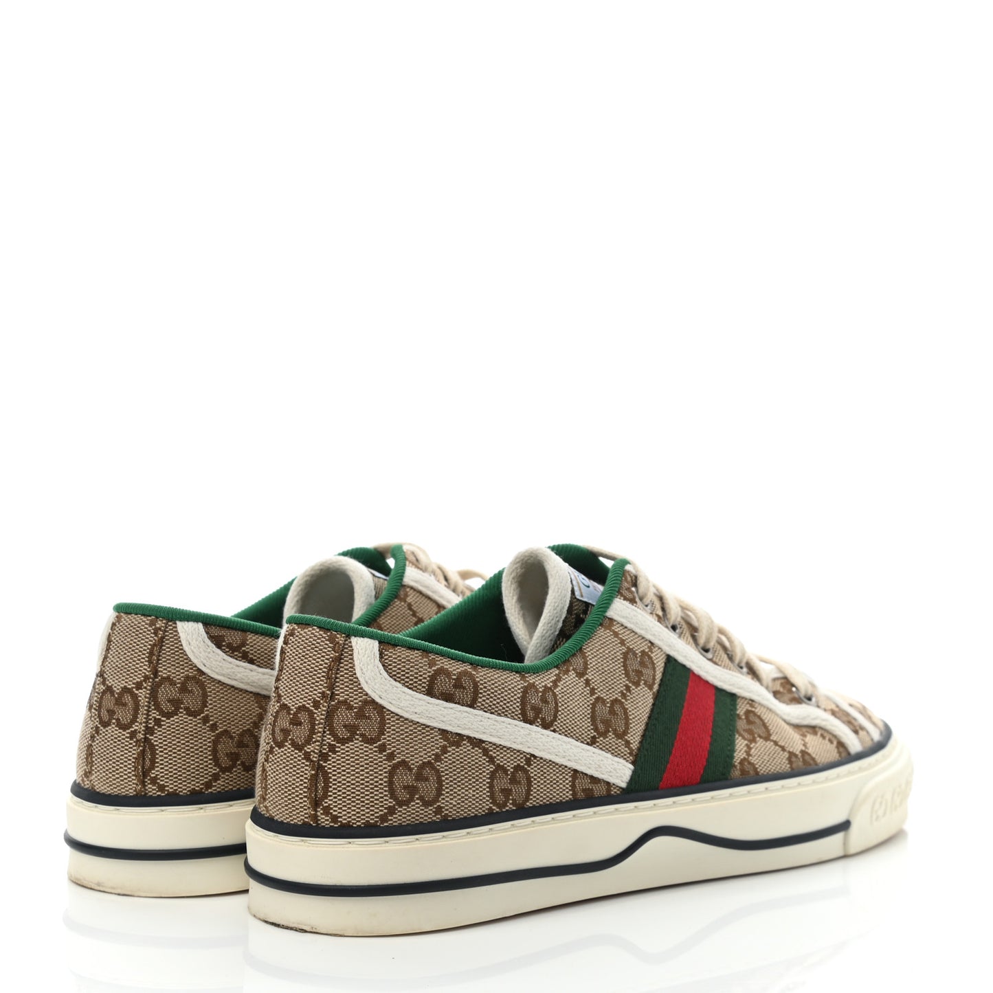 GG Monogram Web Womens 1977 Tennis Sneakers 39 Beige Ebony Mystic White