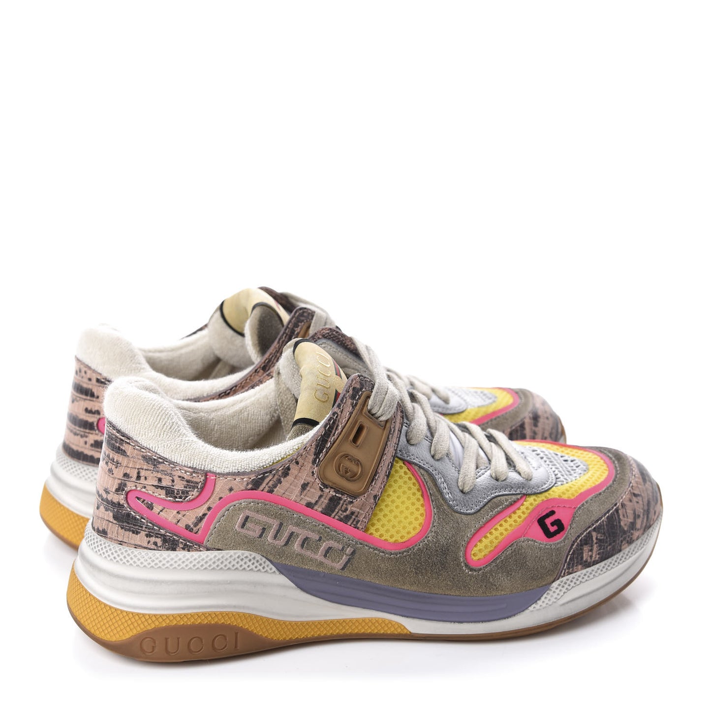 Suede Calfskin Tejus Printed Womens Ultrapace Sneakers 36.5 Pink Silver Oatmeal Yolk