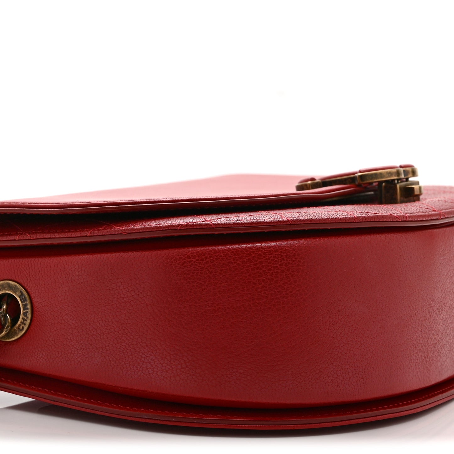 Shiny Calfskin Goatskin Quilted Small Coco Curve Messenger Flap Red