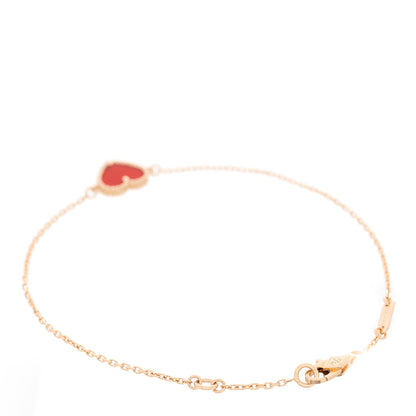 Van Cleef & Arpels 18K Rose Gold Carnelian Sweet Alhambra Heart Bracelet 2 of 4
