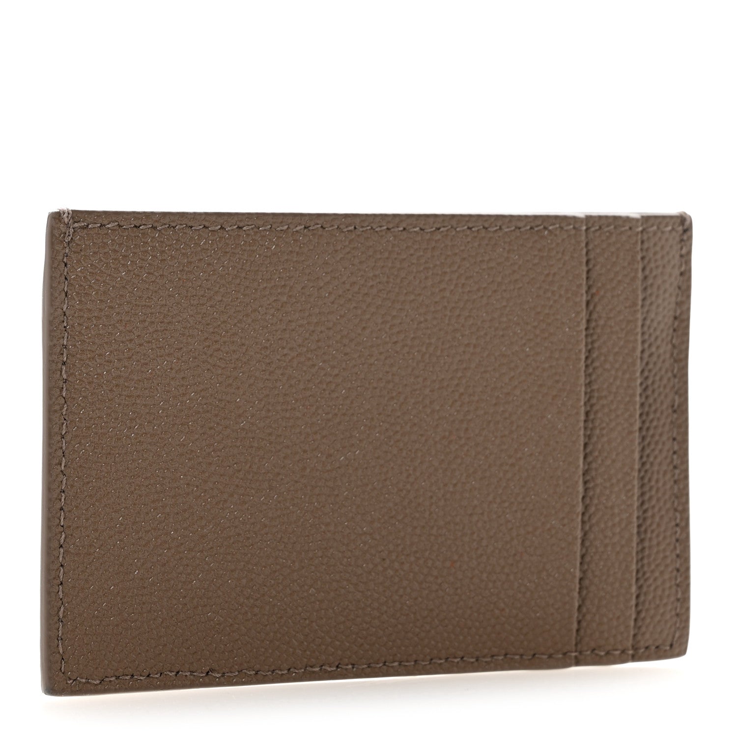 Saint Laurent Grain De Poudre Uptown Monogram Card Case Dark Beige 3 of 9