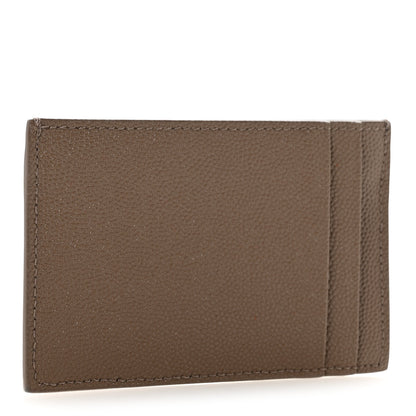 Saint Laurent Grain De Poudre Uptown Monogram Card Case Dark Beige 3 of 9