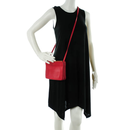 Celine Lambskin Small Trio Crossbody Bag Red 2 of 7