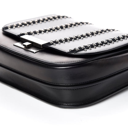 Saint Laurent Smooth Calfskin Suede Betty Stud Stripe Flap Messenger Black 6 of 9