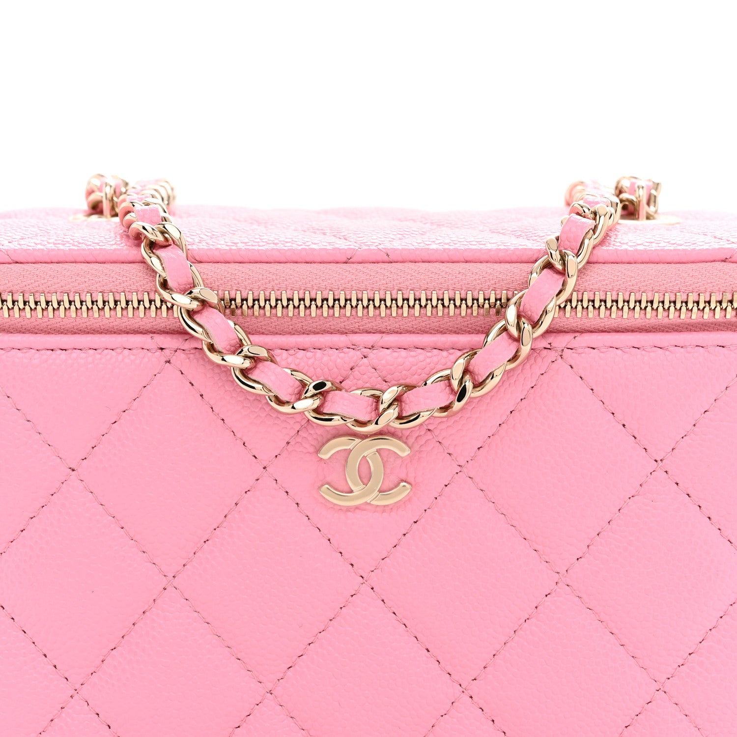 Chanel Caviar Quilted Small Vanity Case With Chain Pink 8 of 11