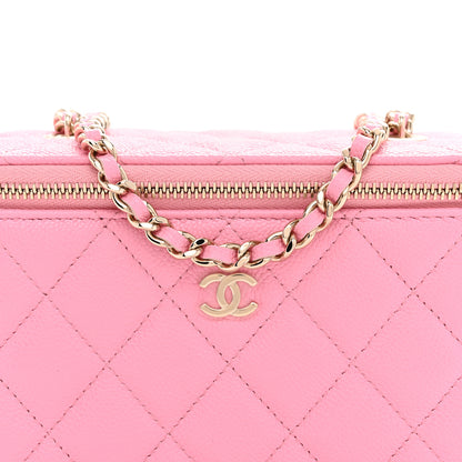 Chanel Caviar Quilted Small Vanity Case With Chain Pink 8 of 11
