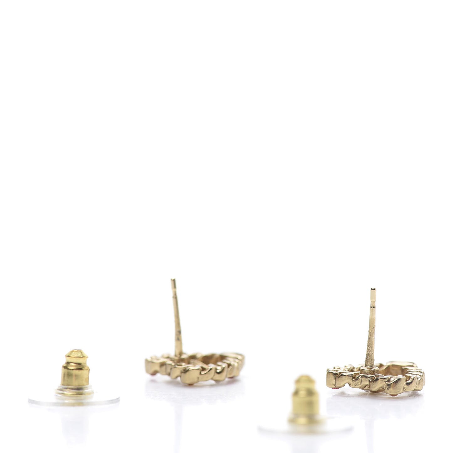 Pearl Crystal CC Heart Earrings Gold Multicolor