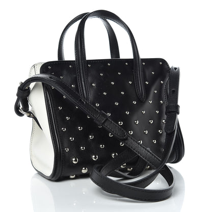 Alexander McQueen Calfskin Studded Mini Padlock Tote Black White 3 of 12