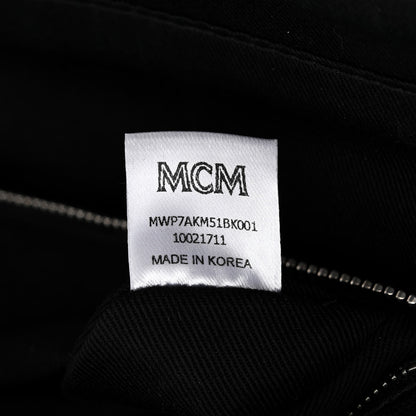 MCM Calfskin Ottomar Monogram Medium Klara Shopper Tote Black 6 of 11