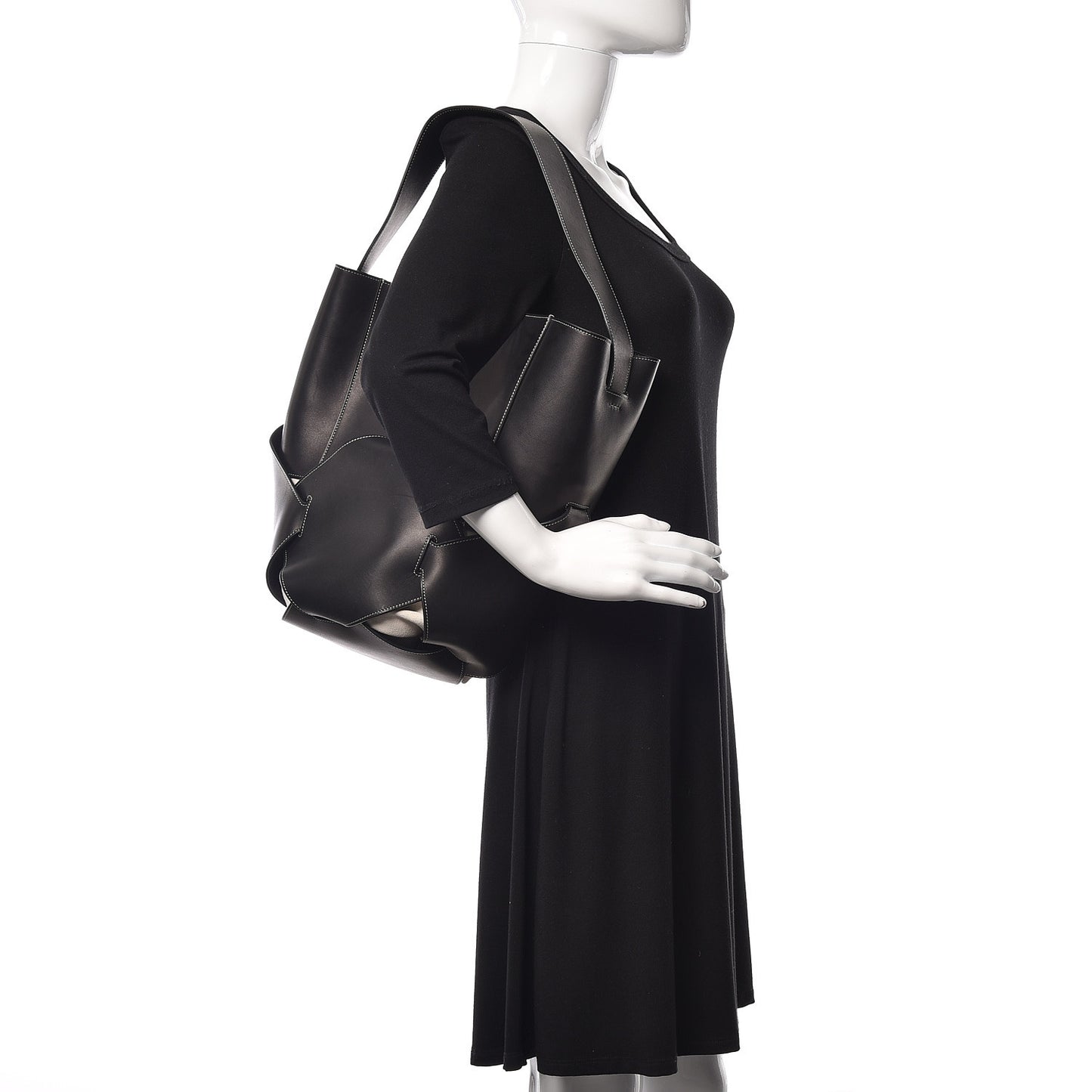 Natural Calfskin Large Holdall Shoulder Bag Black