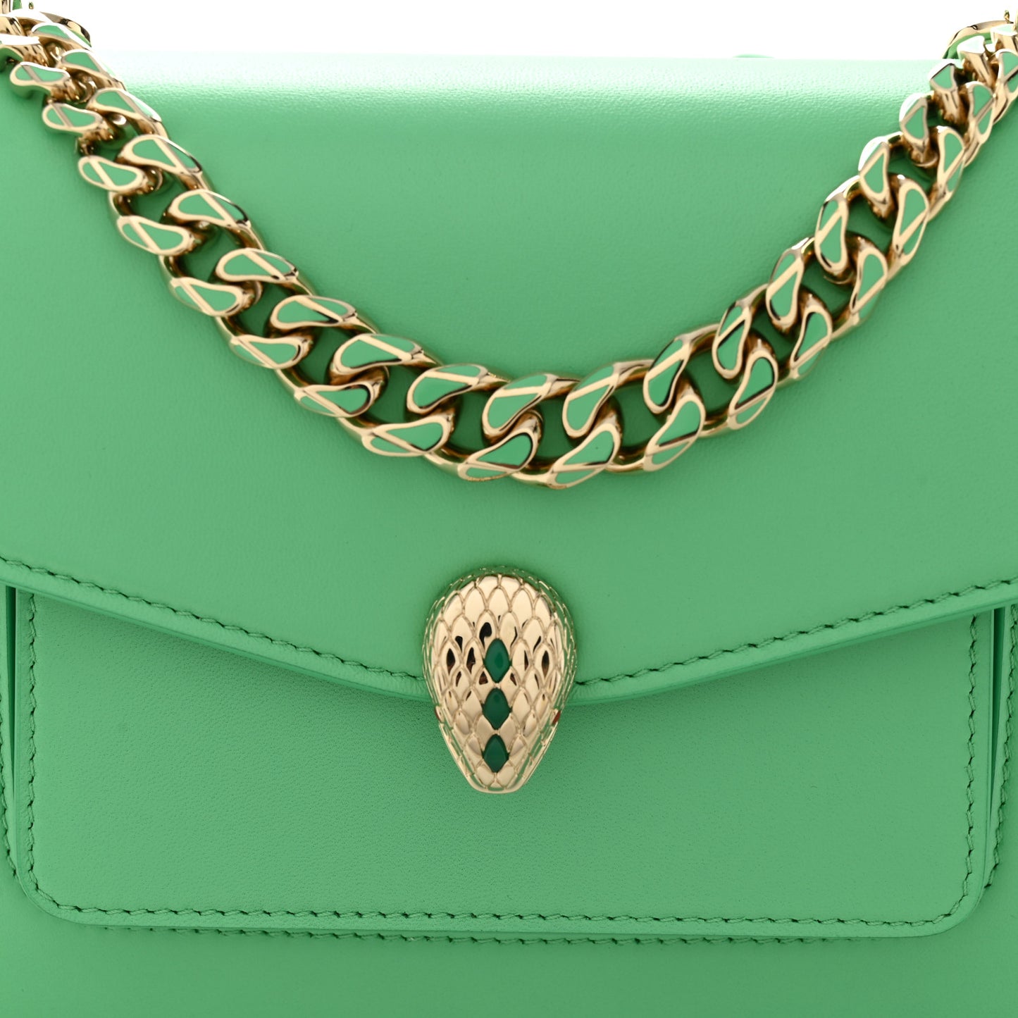 Calfskin Serpenti Forever Maxi Chain Crossbody Bag Green