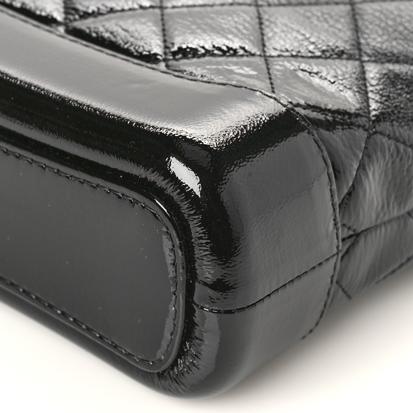 Patent Goatskin Quilted Small Gabrielle Hobo Black