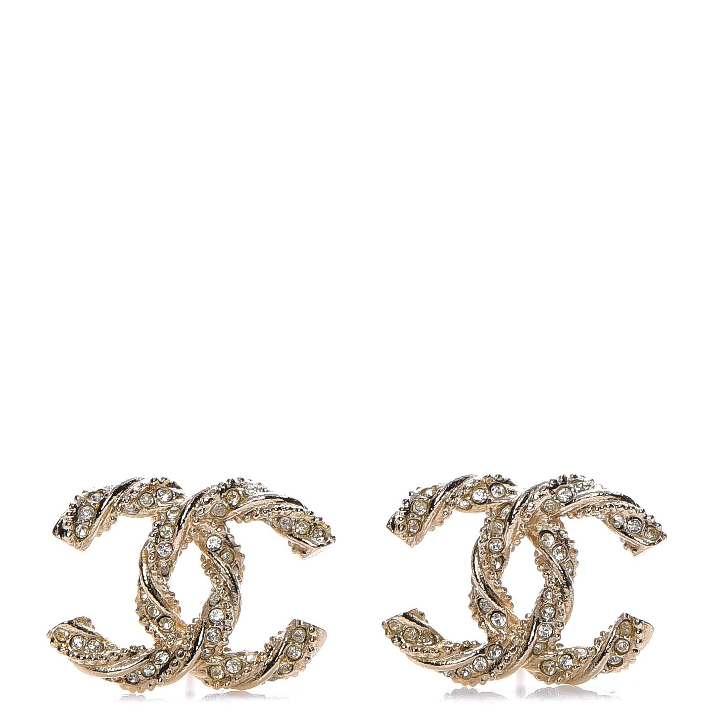 Crystal Twisted CC Earrings Gold