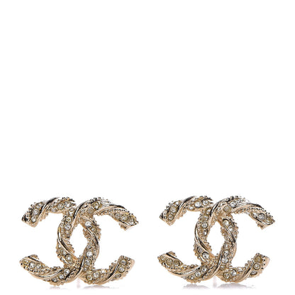 Chanel Crystal Twisted CC Earrings Gold 1 of 5