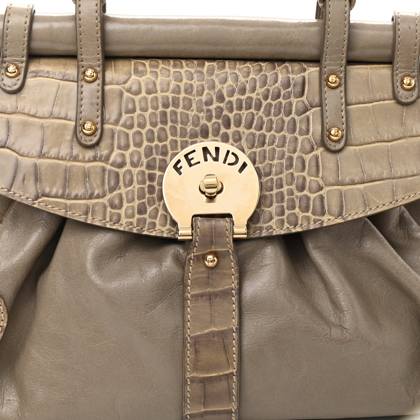Lambskin Crocodile Embossed Medium Magic Bag Beige