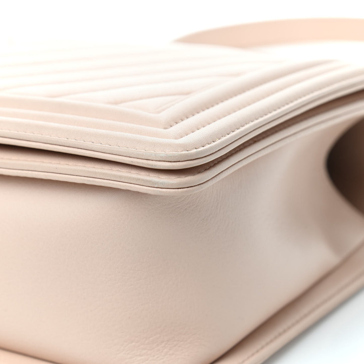 Calfskin Chevron Quilted New Medium Boy Flap Beige
