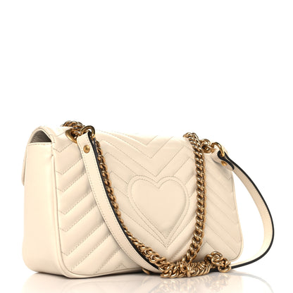 Gucci Calfskin Matelasse Small GG Marmont Shoulder Bag White 3 of 10