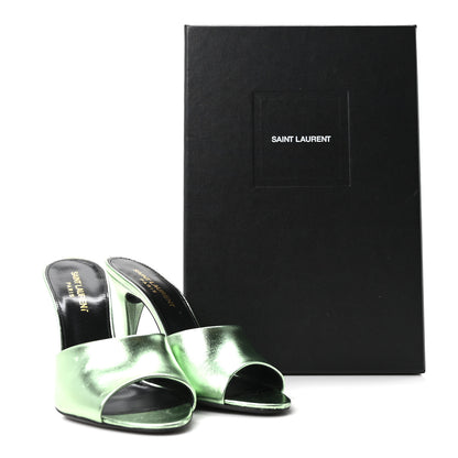 Saint Laurent Metallic Nappa La 16 Mule Sandals 37 Clorofilla 10 of 10