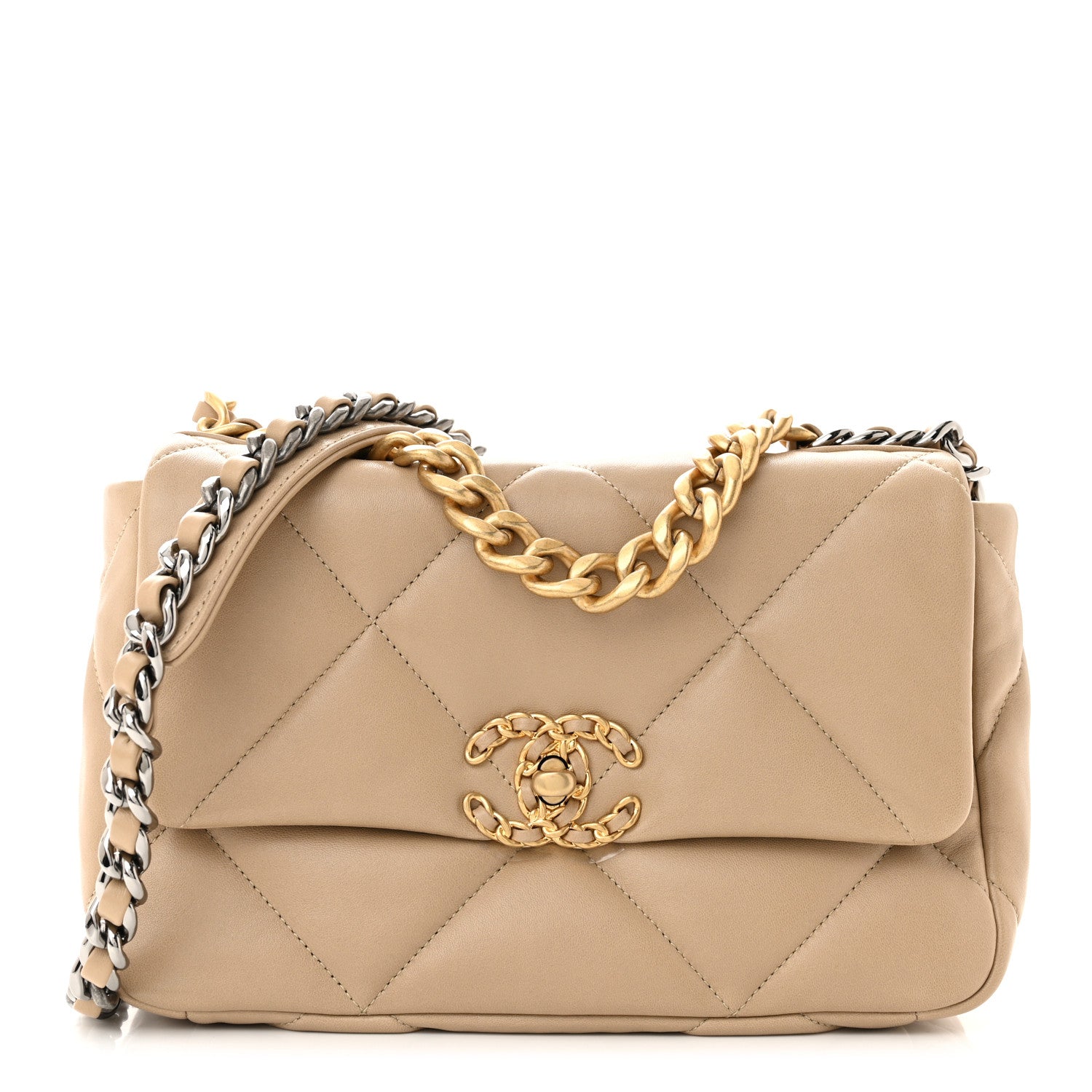 Chanel Lambskin Quilted Medium Chanel 19 Flap Dark Beige 1 of 11
