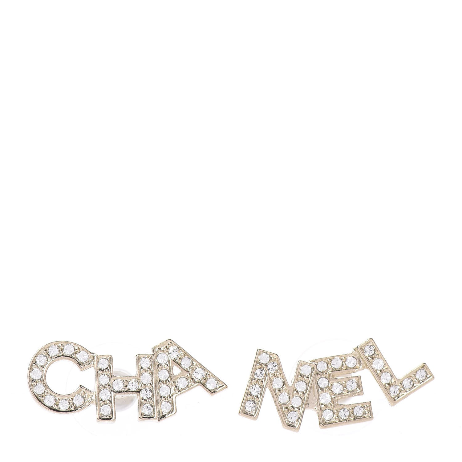 Chanel Crystal Pearl Signature Stud Earrings Gold 1 of 4