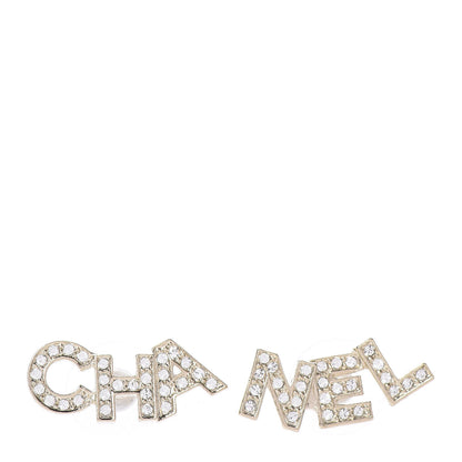 Chanel Crystal Pearl Signature Stud Earrings Gold 1 of 4