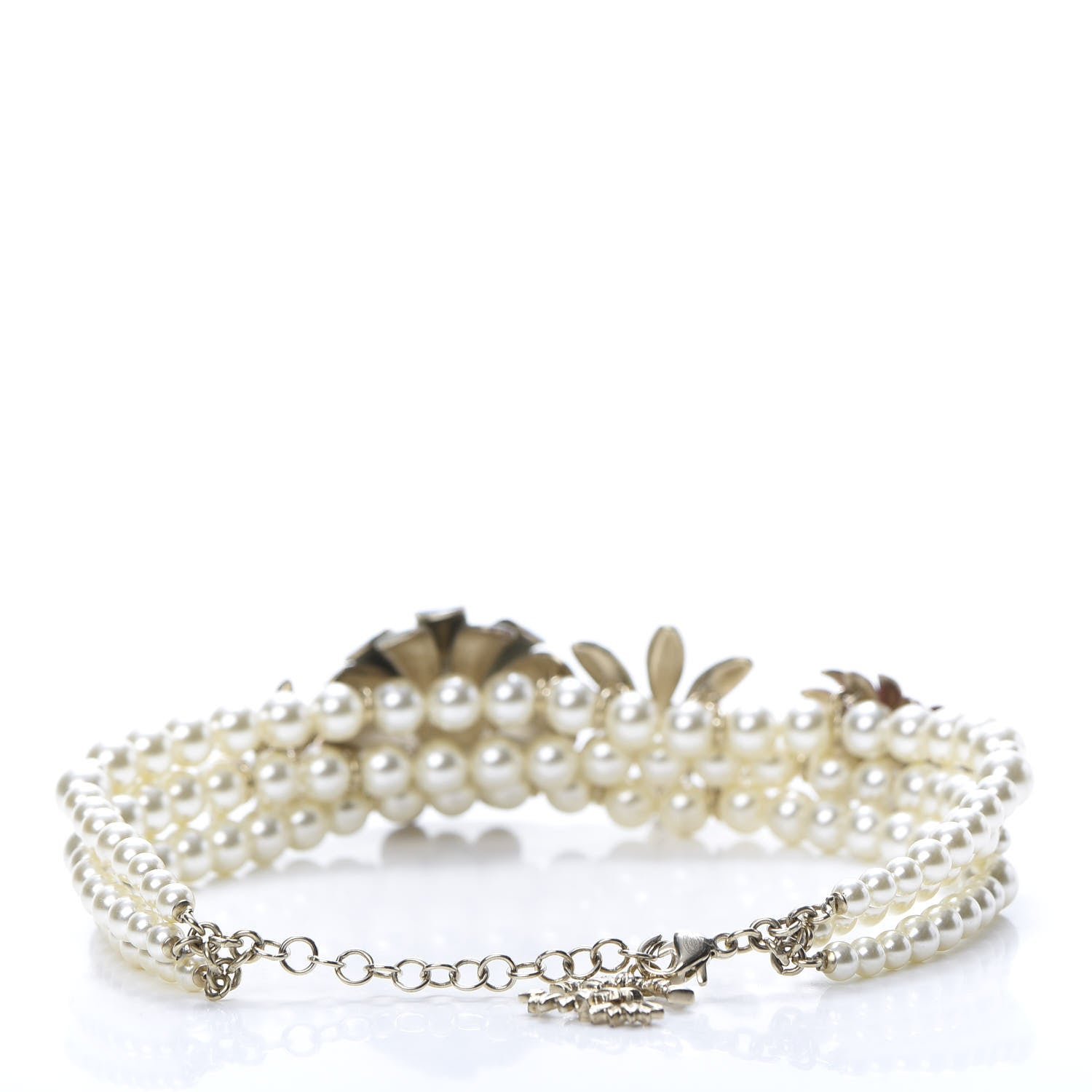 Chanel Enamel Pearl CC Flower Choker Necklace Multi 3 of 5