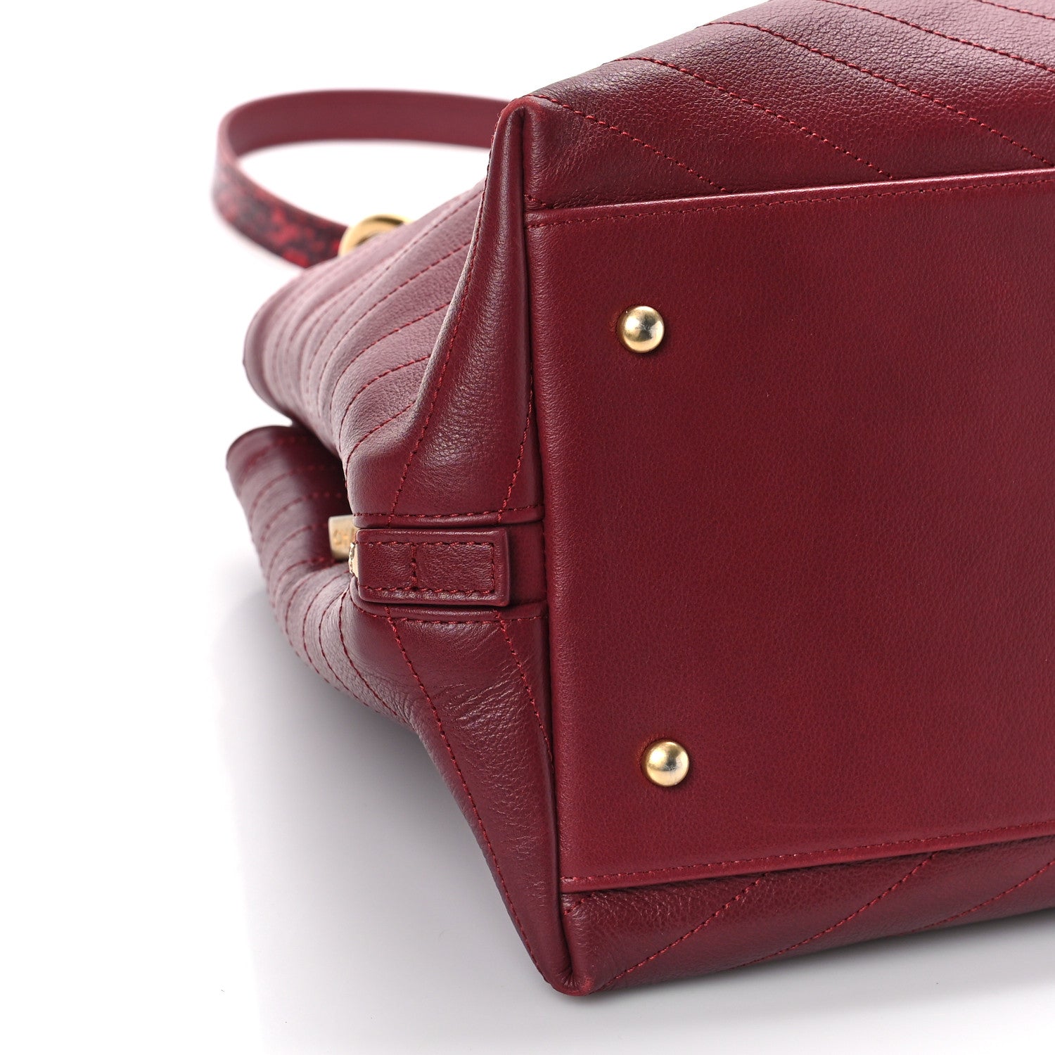 Chanel Calfskin Elaphe Stitched Large Chevron Chic Shopping Bag Red 8 of 11