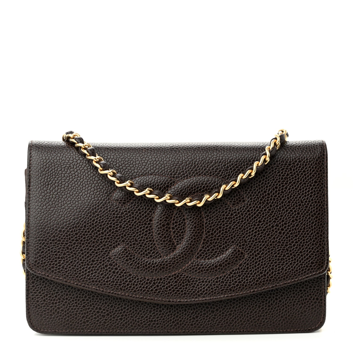 Chanel Caviar Timeless CC Wallet On Chain WOC Dark Brown 1 of 10