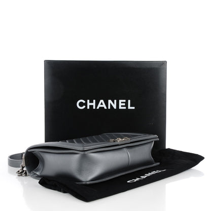 Chanel Metallic Calfskin Quilted Large Boy Flap Dark Silver 4 of 7