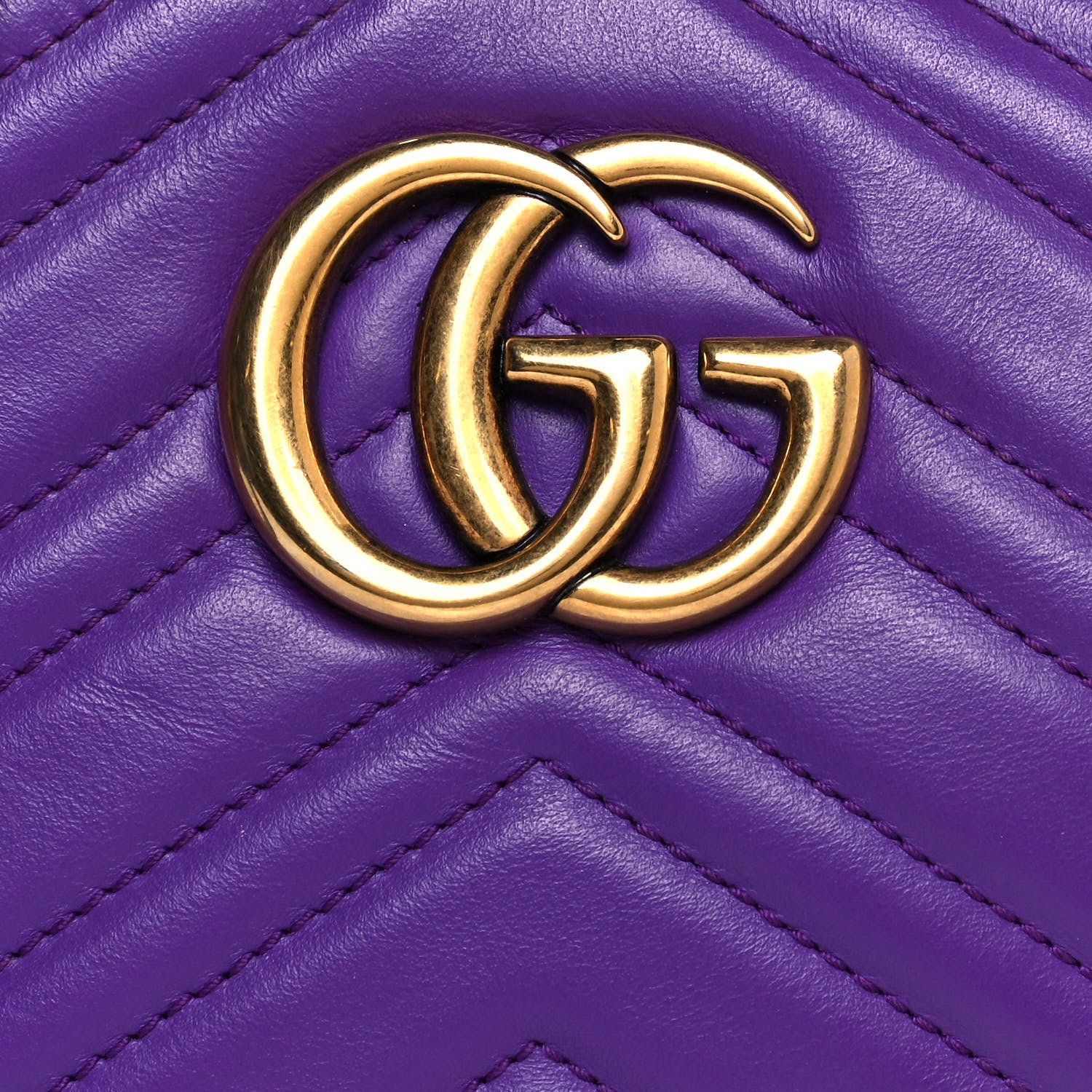 Gucci Calfskin Matelasse Small GG Marmont Chain Shoulder Bag Shine Purple 7 of 14