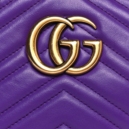 Gucci Calfskin Matelasse Small GG Marmont Chain Shoulder Bag Shine Purple 7 of 14