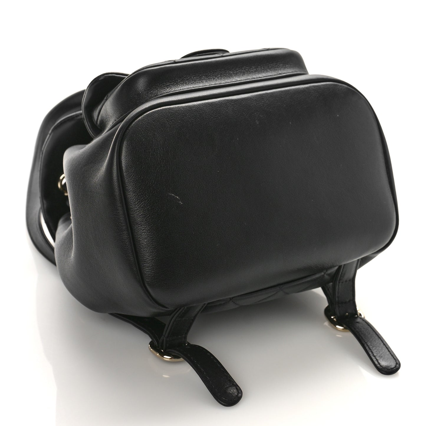 Lambskin Quilted Small Duma Drawstring Backpack Black