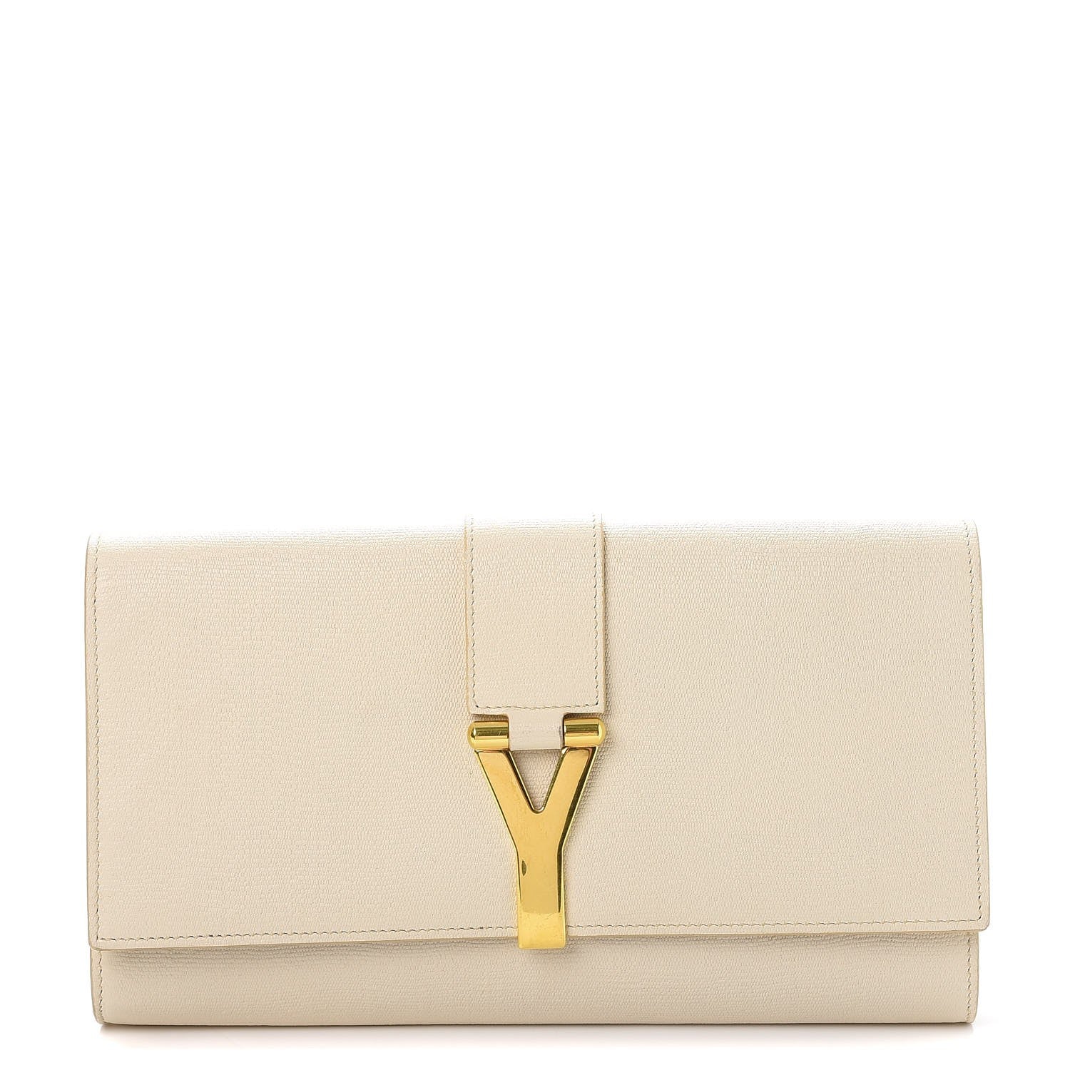 Saint Laurent Textured Calfskin Classic Y Clutch Light Beige 1 of 10