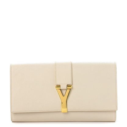 Saint Laurent Textured Calfskin Classic Y Clutch Light Beige 1 of 10