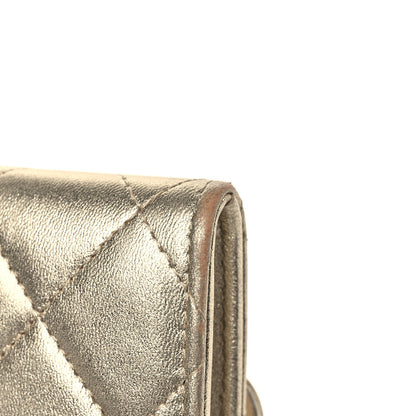 Chanel Metallic Lambskin Quilted Large Gusset Flap Wallet Gold 10 of 10