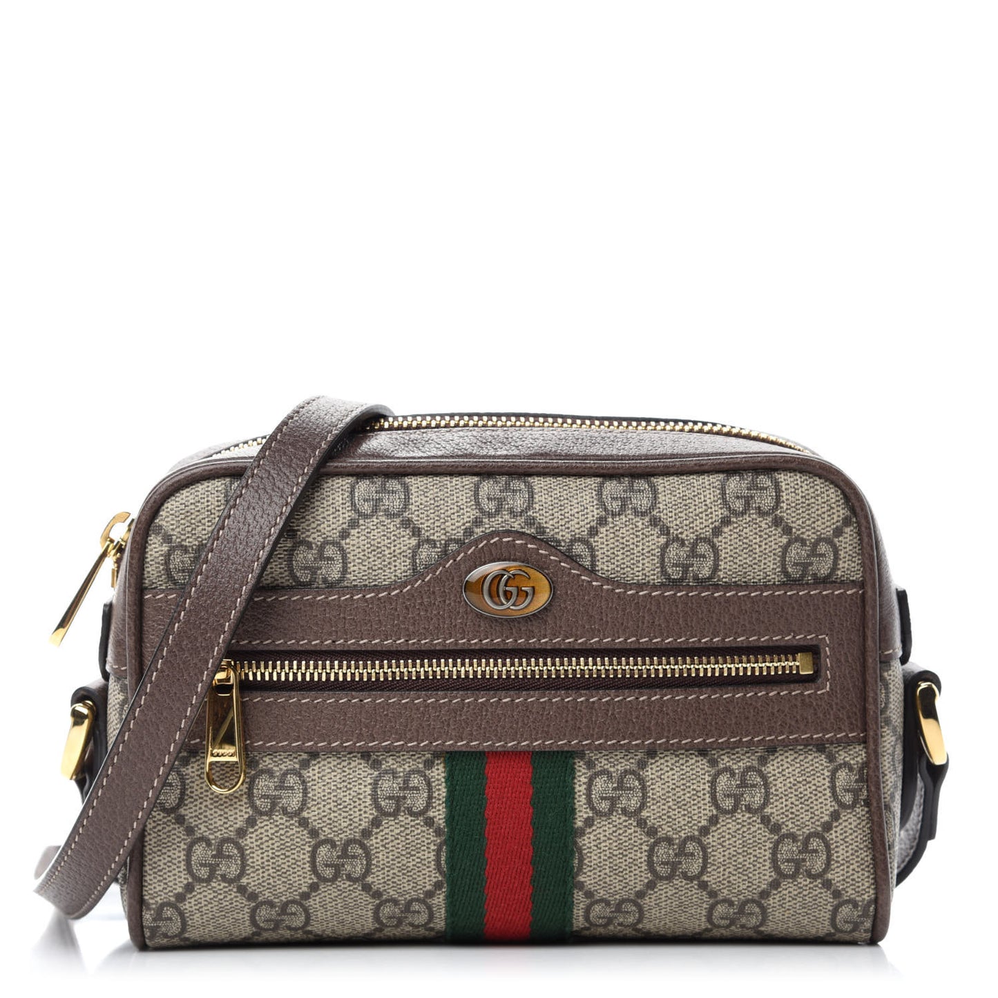 GG Supreme Monogram Web Mini Ophidia Shoulder Bag Brown