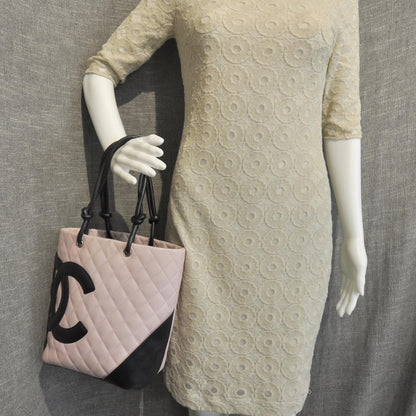 Chanel Calfskin Quilted Medium Cambon Tote Pink Black 3 of 10