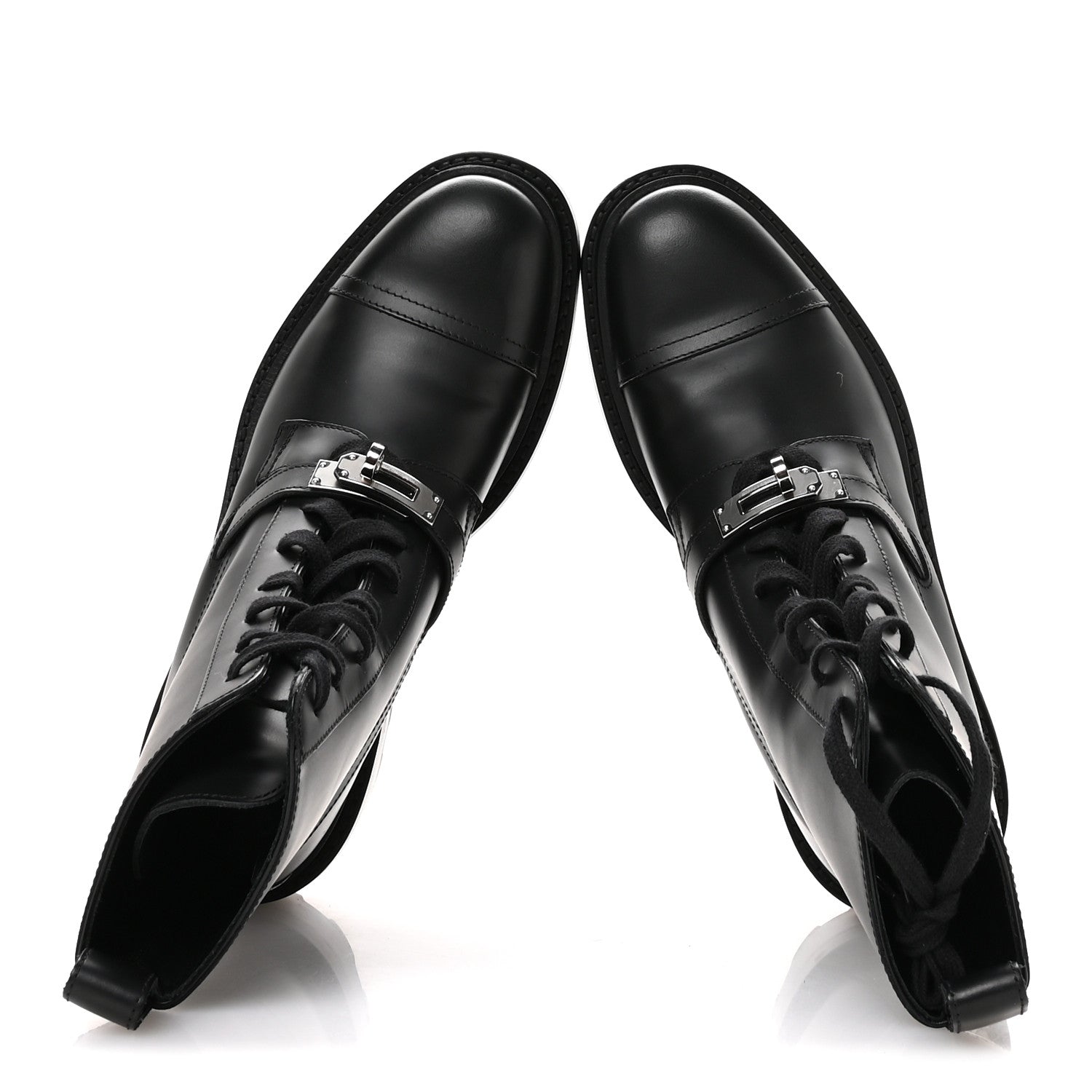 Hermes Glossed Calfskin Funk Ankle Boots 36 Black 1811369