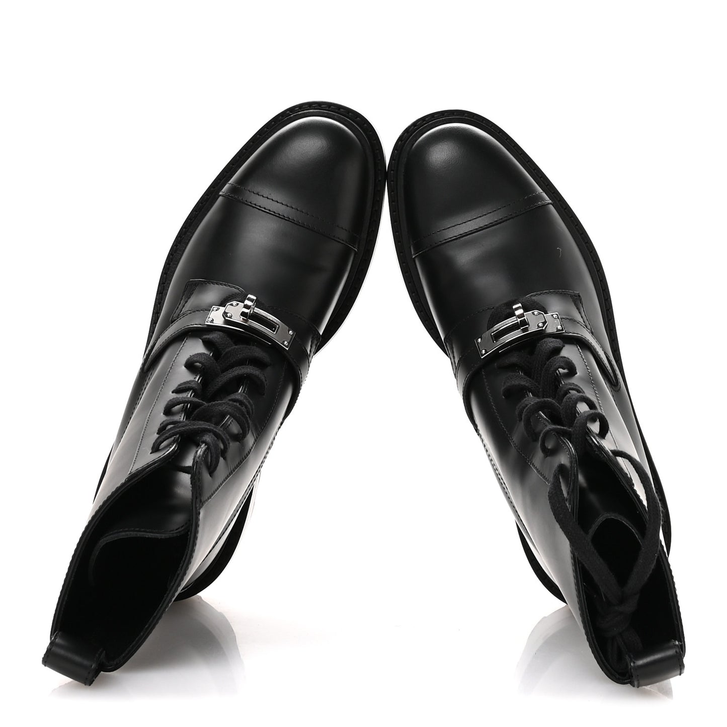 Glossed Calfskin Funk Ankle Boots 36 Black