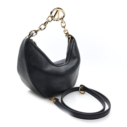 Valentino Garavani Grainy Calfskin Small Vlogo Moon Hobo Bag Black 3 of 9