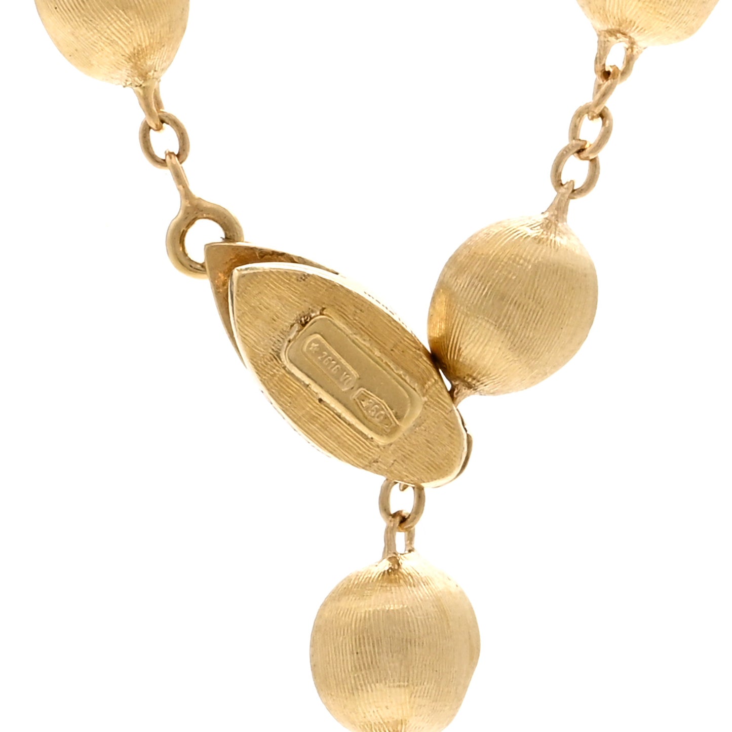 18K Yellow Gold Diamond Africa Small Bead Y Necklace
